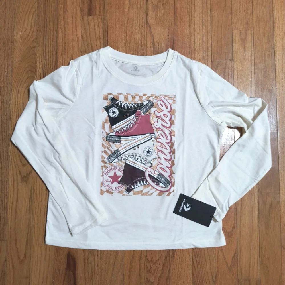3/$10⭐ NWT Converse long sleeve shirt, youth large, off-white/cream color